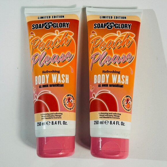 Soap & Glory Body Wash Peach Please 8.4oz Each Tube (2-Pack) Refreshing Gel - Picture 2 of 3